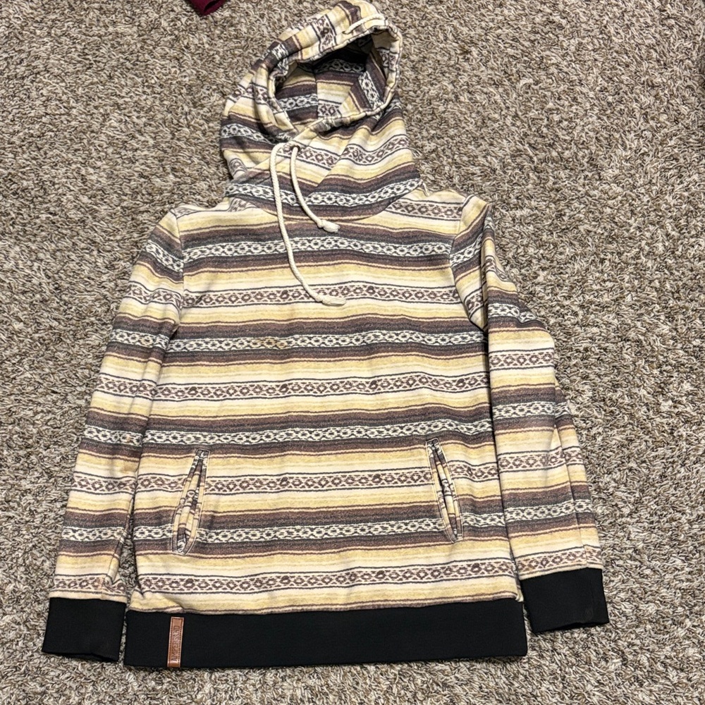 AMPERSAND AVE Striped Hoodie - Cream, Gray, Black